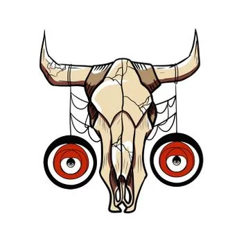 Vector bull skull with decorative elements Stock Illustration