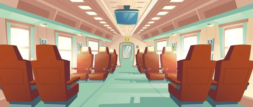 Vector bullet train cabin, express railway carriage Stock Illustration