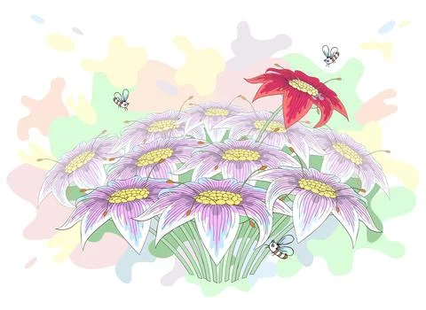 Vector bunch of beautiful lily flowers Stock Illustration
