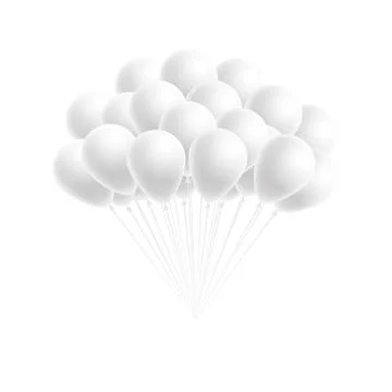Vector bunch birthday or party white balloons Stock Illustration