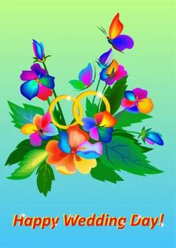 Vector bunch of bright flowers Stock Illustration
