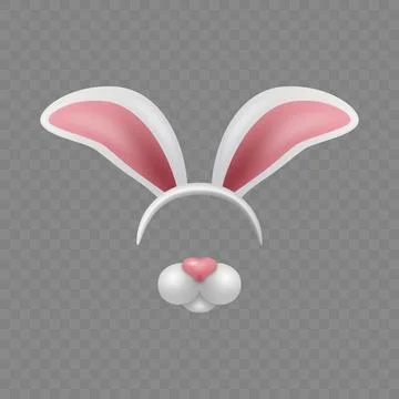 Vector Bunny Ears and Nose. Bunny Ears and Nose for Easter, Costume, Mask 스톡 일러스트