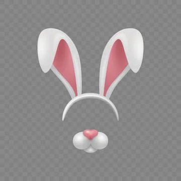 Vector Bunny Ears and Nose. Bunny Ears and Nose for Easter, Costume, Mask Illustrazione stock