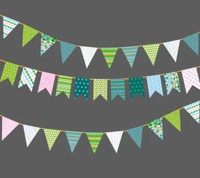 Vector bunting flags with patterns Stock Illustration