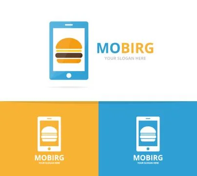 Vector burger and phone logo combination. Hamburger and mobile symbol or icon Stock Illustration