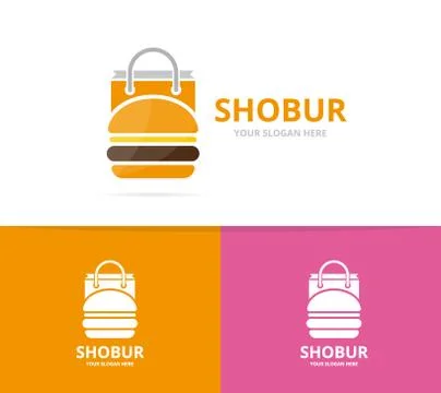 Vector burger and shop logo combination. Hamburger and sale symbol or icon Stock Illustration