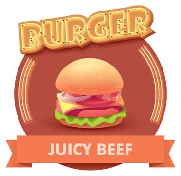 Vector burger illustration or label for menu Stock Illustration