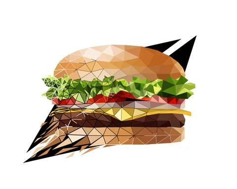 Vector burger in low poly style Stock Illustration