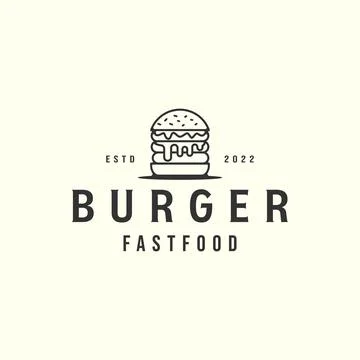 Vector of burger or hamburger line art logo icon template illustration design Stock Illustration