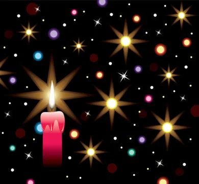 Vector burning candle with lights and stars Stock Illustration