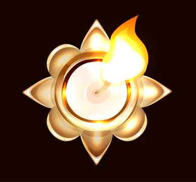 Vector burning candle, top view. Cartoon realistic Stock Illustration