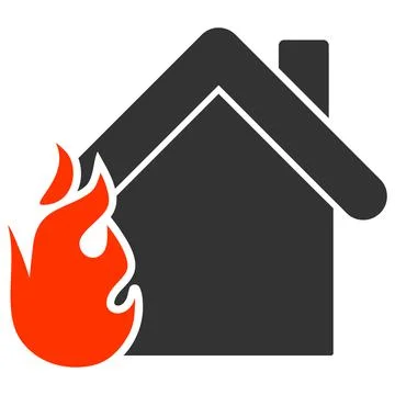 Vector Burning Home Flat Icon Illustration Stock Illustration