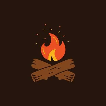 Vector burning wood Stock Illustration