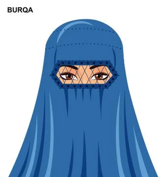 Vector burqa style, beautiful arabic muslim woman in burqa - Illustration iso Stock Illustration