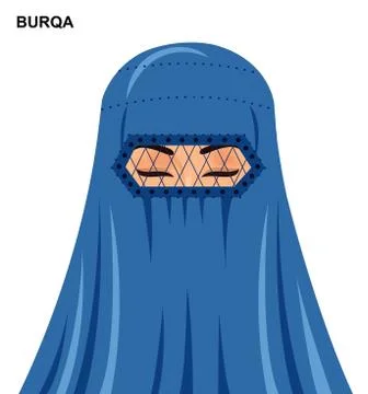 Vector burqa style, beautiful arabic muslim woman in burqa - Illustration iso Stock Illustration