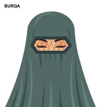 Vector burqa style, beautiful arabic muslim woman in burqa - Illustration iso Stock Illustration