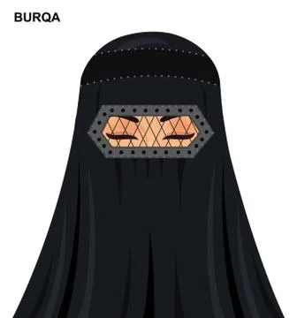 Vector burqa style, beautiful arabic muslim woman in burqa - Illustration iso Stock Illustration