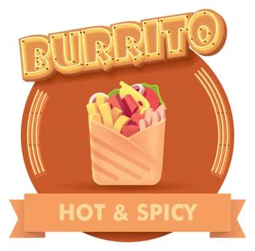 Vector burrito illustration or label for menu Stock Illustration
