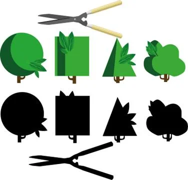 Vector bush cutting set Stock Illustration