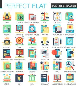 Vector Business analytics vector complex flat icon concept symbols for web Stock-Illustration