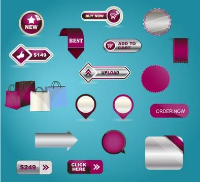 Vector business buttons mega-pack. You can use it for your online shop, business Stock Illustration