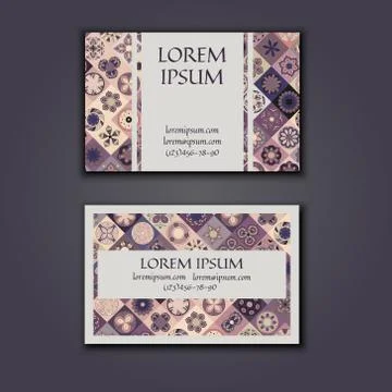 Vector Business card Design Template with Ornamental geometric mandala patter イラスト素材