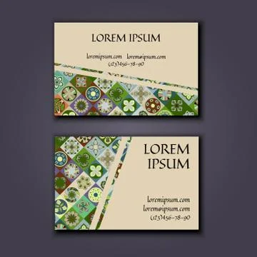 Vector Business card Design Template with Ornamental geometric mandala patter Ilustración de archivo