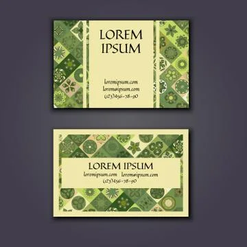 Vector Business card Design Template with Ornamental geometric mandala patter Stock Illustration
