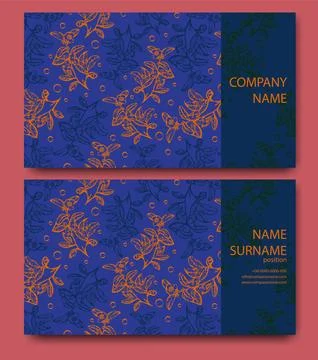 Vector business card design template with flourish pattern. Double sided co.. イラスト素材