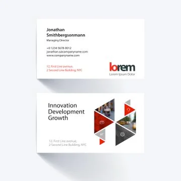 Vector business card template with colourful hexagonal, triangul Stock Illustration