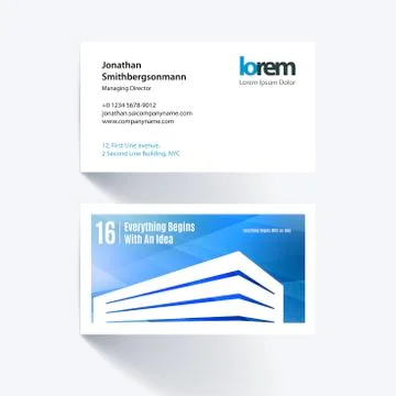 Vector business card template with colourful building shapes for Stock Illustration