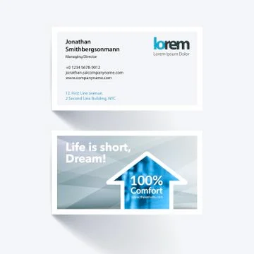 Vector business card template with colourful building shapes for Illustrazione stock