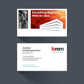 Vector business card template with colourful building shapes for Stock Illustration