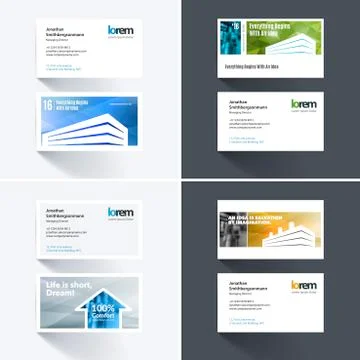 Vector business card template with colourful building shapes for Illustrazione stock