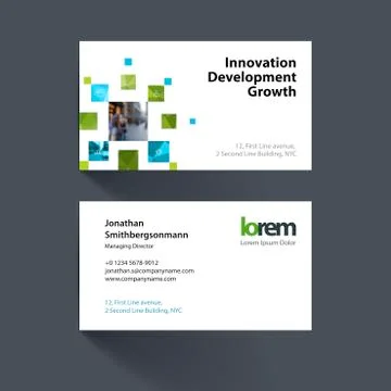 Vector business card template with many yellow rectangles, squar 스톡 일러스트
