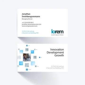 Vector business card template with many yellow rectangles, squar Stock Illustration