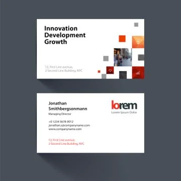 Vector business card template with many yellow rectangles, squar Ilustración de archivo