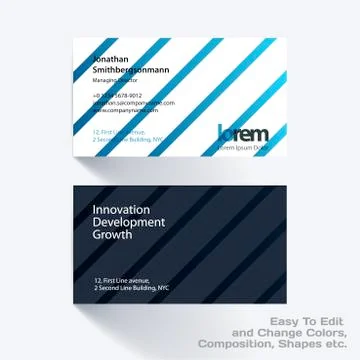 Vector business card template with many colourful rectangles Illustrazione stock