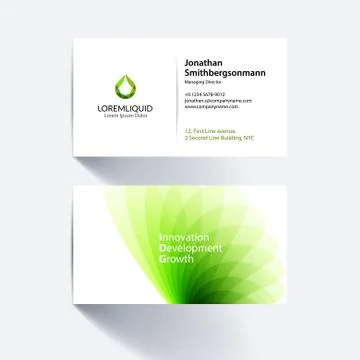 Vector business card template with soft shapes and waves backgro Stock Illustration