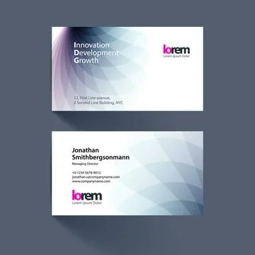 Vector business card template with soft shapes and waves background for bu... Stock Photos