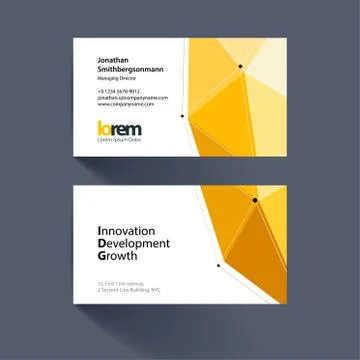 Vector business card template with triangles in polygonal style Stock Illustration