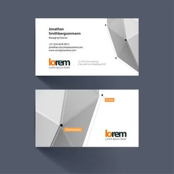 Vector business card template with triangles in polygonal style Illustrazione stock