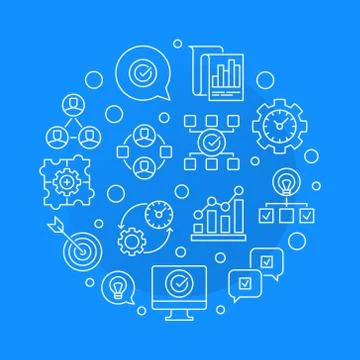 Vector Business Consulting round outline illustration 스톡 일러스트