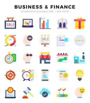 Vector Business &amp; Finance types icon set in Flat style. vector illustration. Stock Illustration