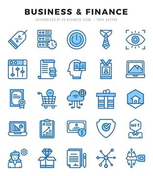 Vector Business &amp; Finance types icon set in Two Color style. vector illustr.. Stock Illustration
