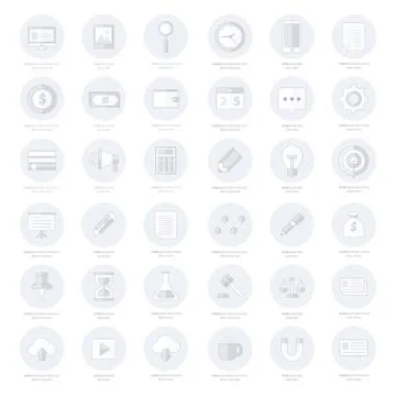 Vector Business flat minimalistic line icon set Stock Illustration