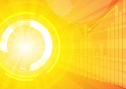Vector : Business graph and abstract circle on yellow background Stock Illustration