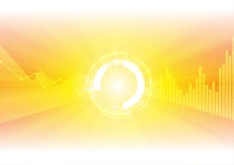 Vector : Business graph and abstract circle on yellow background Stock Illustration