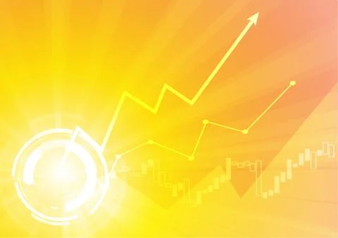 Vector : Business graph and abstract circle on yellow background Stock Illustration