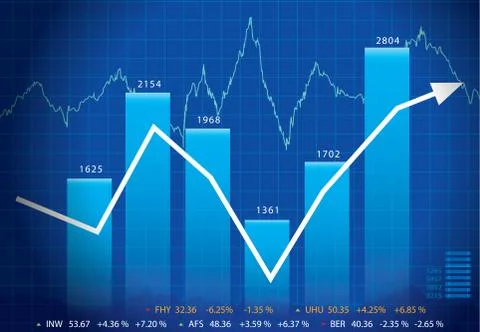 Vector Business graph with arrow showing profits and gains Stock Illustration